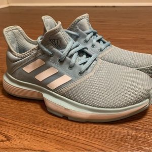 Adidas Junior Light Blue SoleCourt XJ Tennis Shoes Size 1